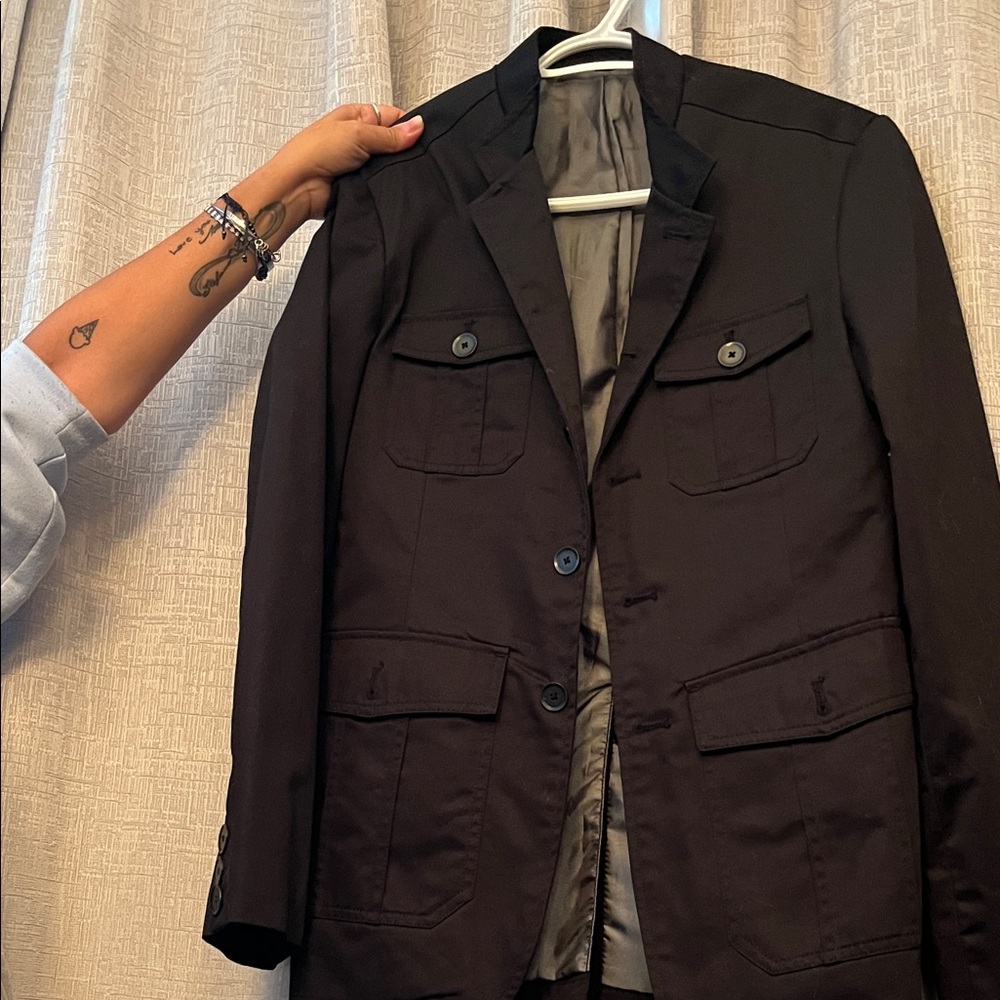 Men's Classic Black Military Jacket